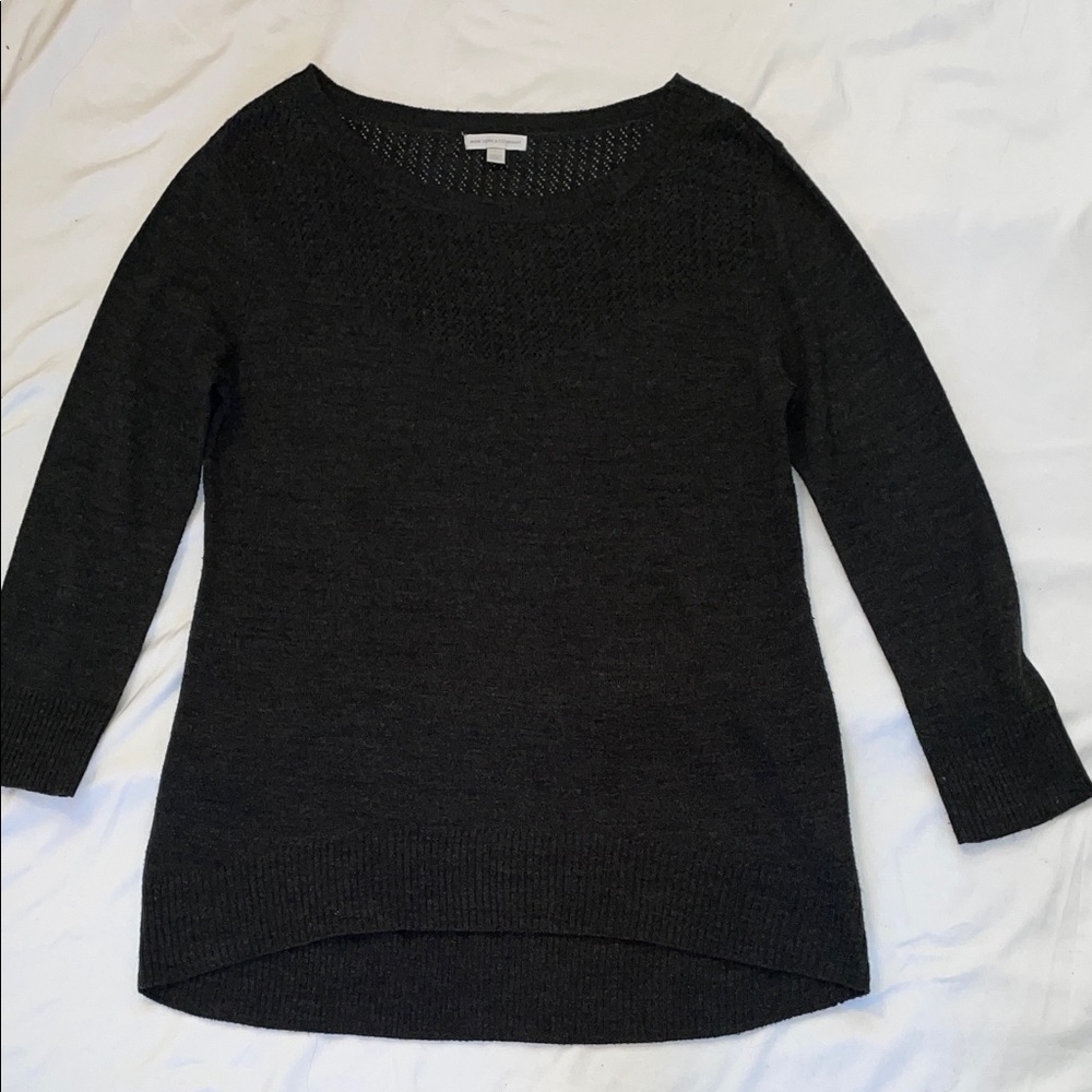 Women's Dark Gray Scoop Neck Lightweight Sweater